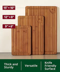 WOOD Wooden Cutting Boards for Kitchen Meal Prep & Serving - Bamboo Wood Serving Board Set with Deep Juice Groove Side Handles - Charcuterie & Chopping Butcher Block for Meat